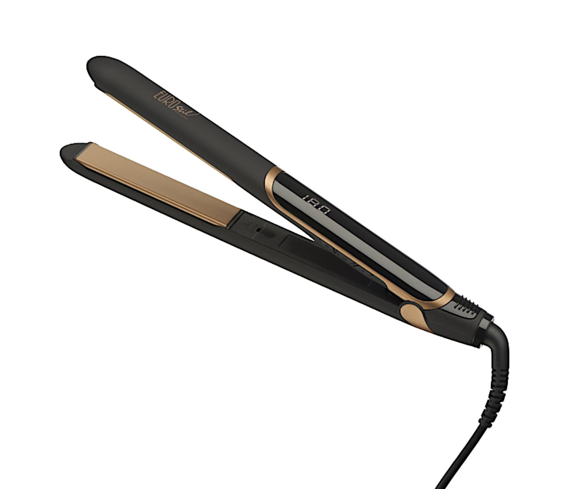 Выпрямитель для волос Eurostil Professional Ionic Plus Golden, с ионизацией, 44 Вт, чёрно-золотой