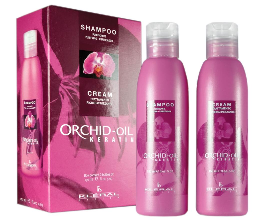 Набор Kleral Orchid Oil Keratin: шампунь и маска, увлажняющий, для повреждённых волос, 150 мл