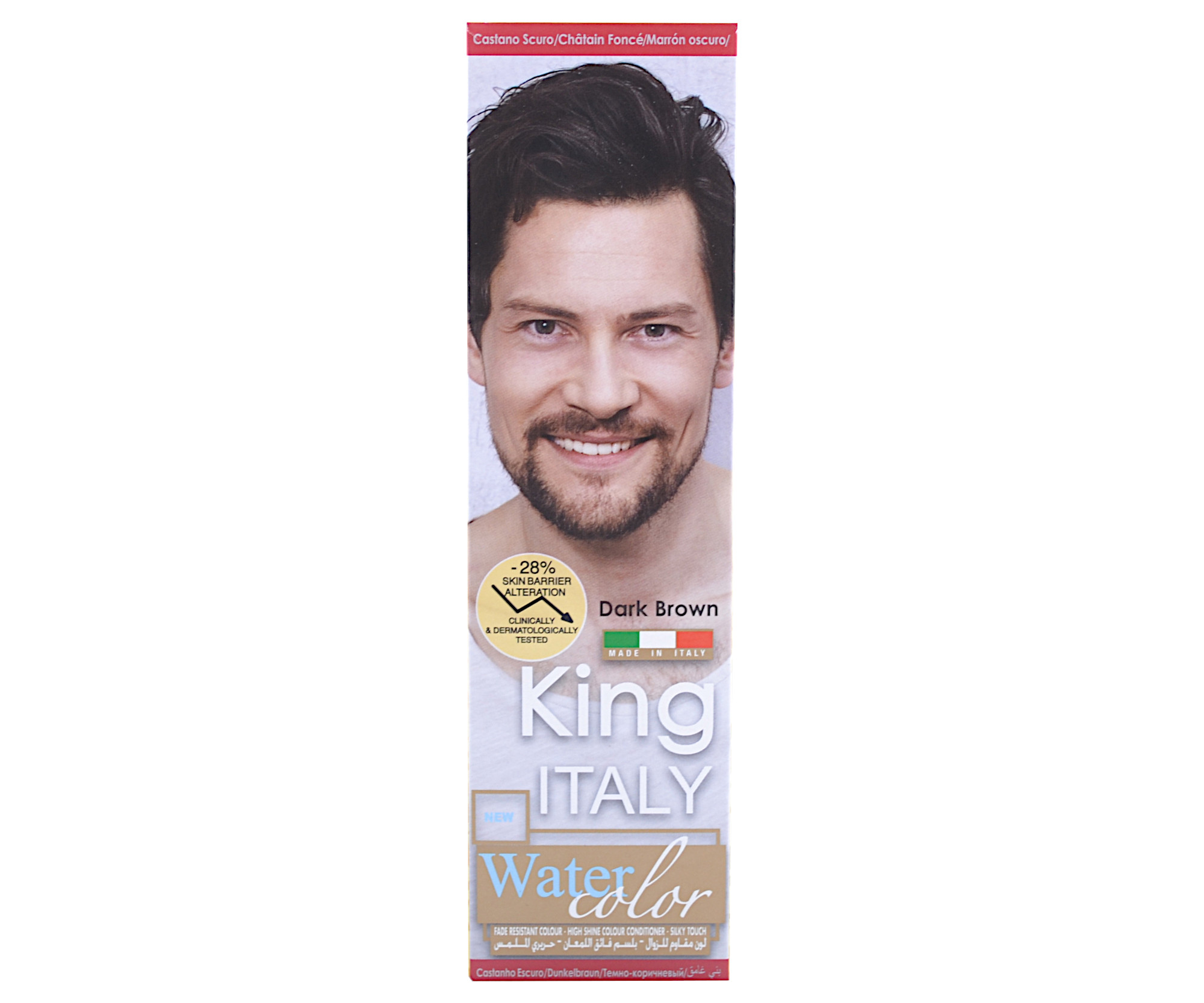 Стойкая краска для волос и бороды Kleral King Italy Water Color, для мужчин, оттенок ciemny brąz [KIG01]