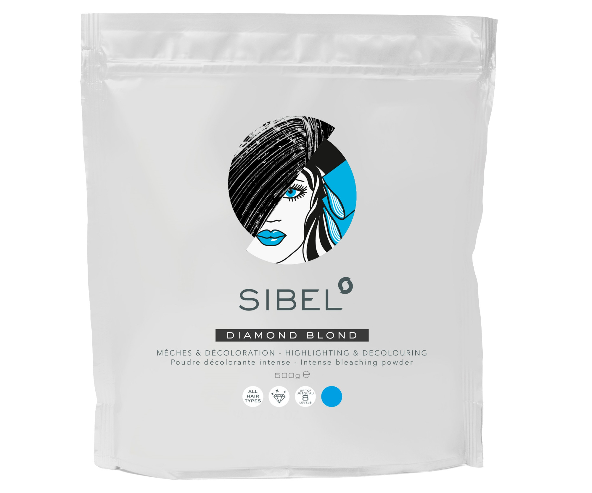 Осветляющая пудра для волос Sibel Diamond Blond, до 8 тонов, 500 г