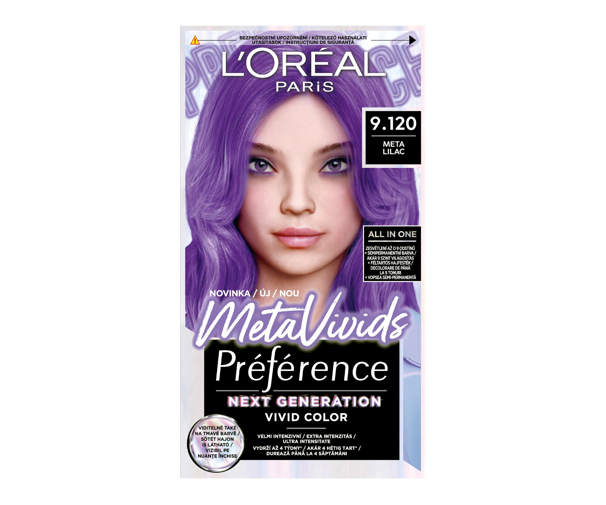Набор для окрашивания L'Oreal Paris Preference Meta Vivids, осветлитель и полустойкая краска, оттенок 9.120