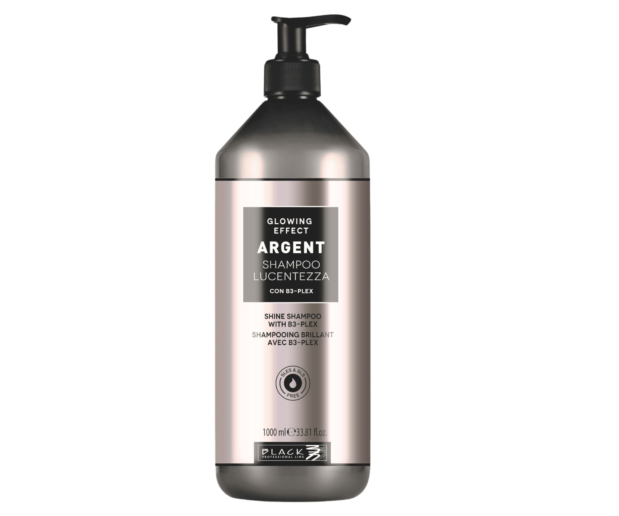 Шампунь Black Professional Argent Glowing Effect для блеска, для повреждённых и ломких волос, 1000 мл