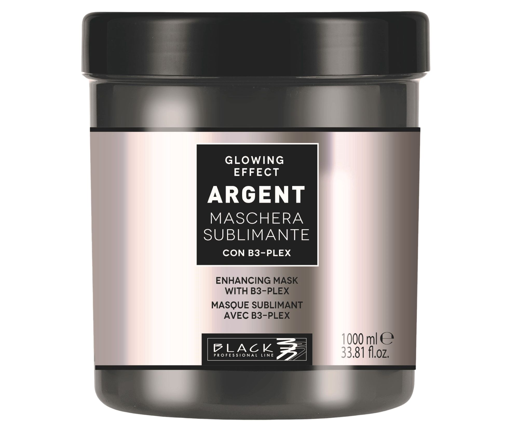 Маска для волос Black Professional Argent Glowing Effect укрепляющая, для ослабленных и ломких волос, 1000 мл