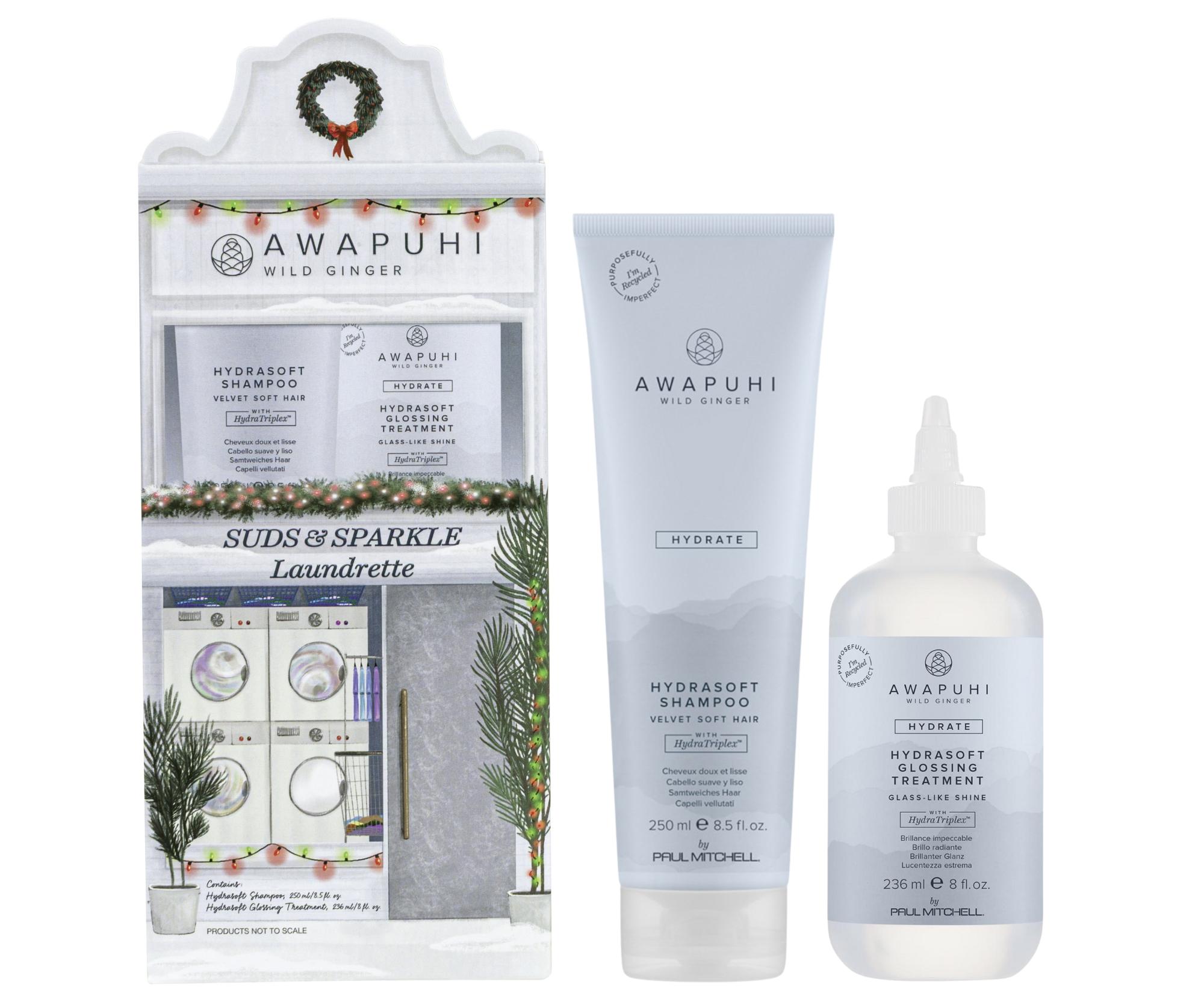 Zestaw upominkowy nawilżający i nadający włosom połysk Paul Mitchell Awapuhi Wild Ginger Hydrasoft Duo + bezpłatny prezent
