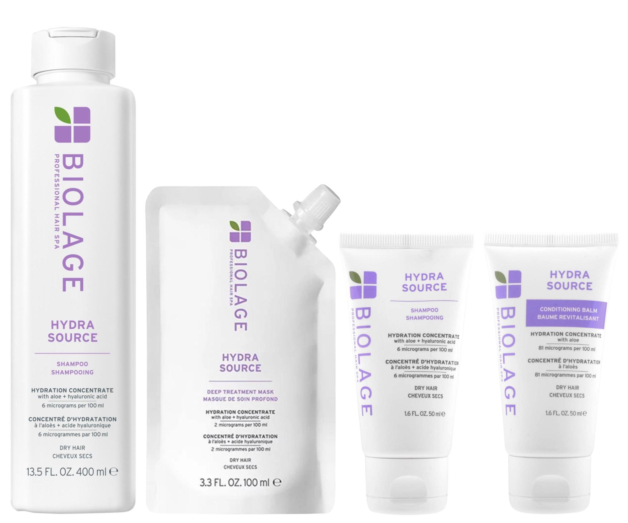 Zestaw nawilżającego szamponu i kuracji do włosów suchych Biolage Hydra Source + szampon 50 ml i odżywka 50 ml gratis + bezpłatny prezent