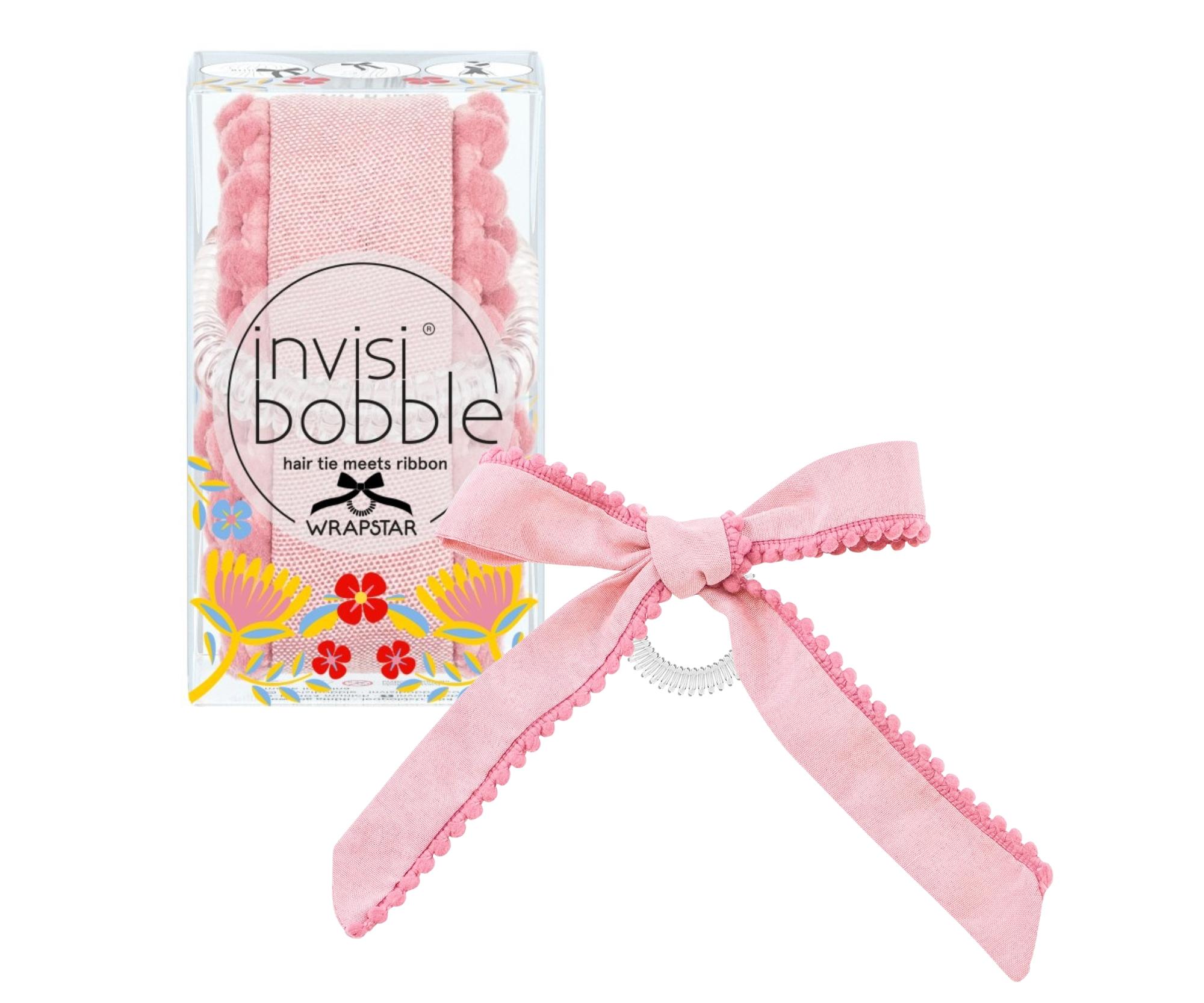 Gumka spiralka z kokardką Invisibobble Wrapstar Flores Bloom - różowa