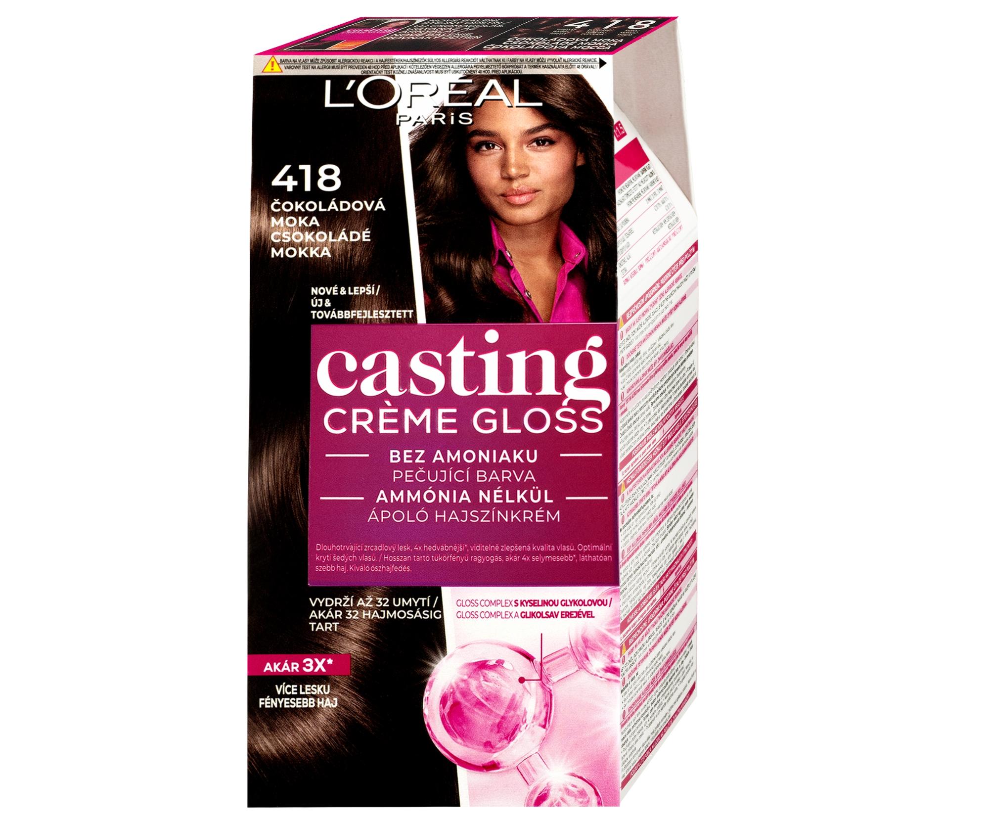 Farba do włosów bez amoniaku Loréal Casting Créme Gloss - 418 czekoladowa mokka - L’Oréal Paris