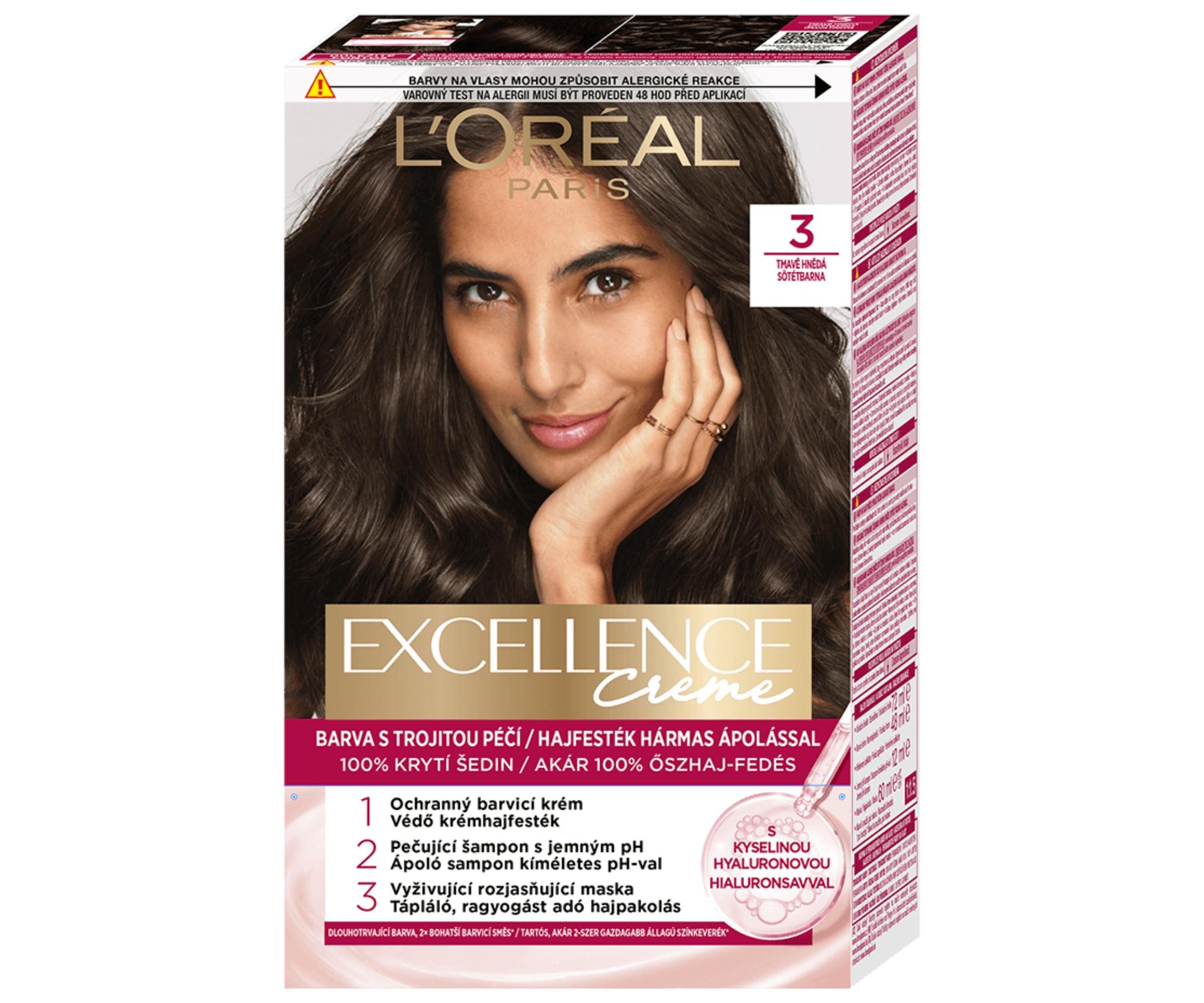 Farba do trwałej koloryzacji Loréal Excellence Creme - 3 ciemny brąz - L’Oréal Paris