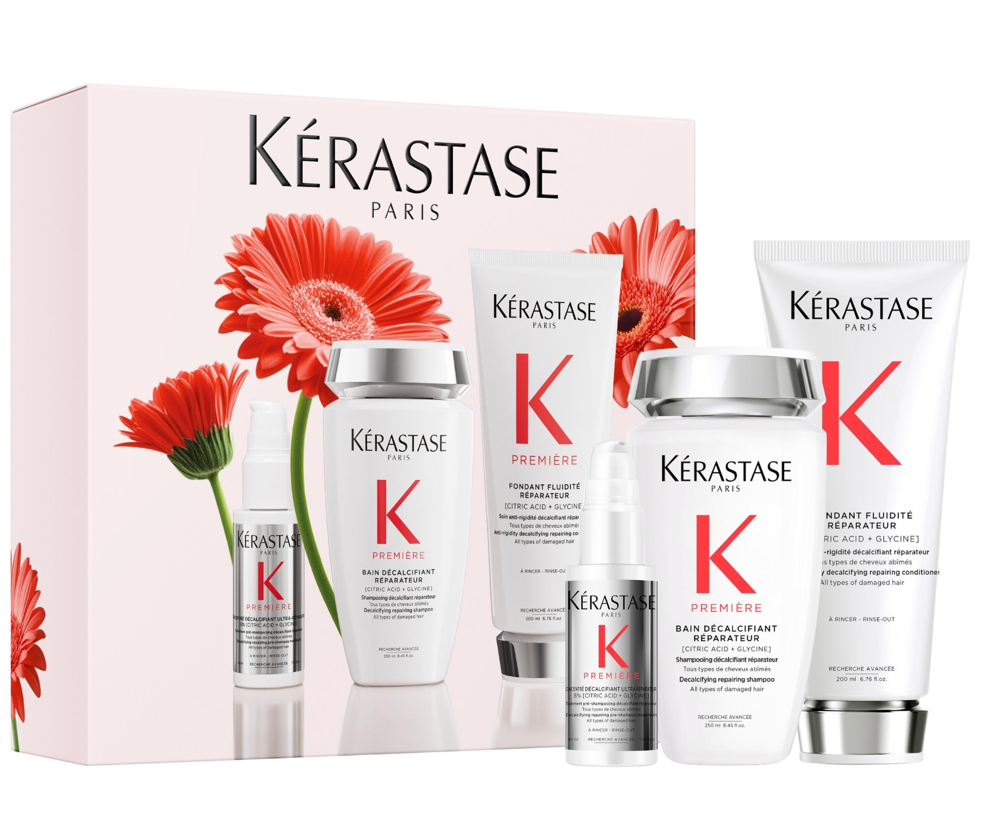 Zestaw upominkowy odbudowująco-dekalcyfikujący do włosów zniszczonych Kérastase Premiére Set + bezpłatny prezent