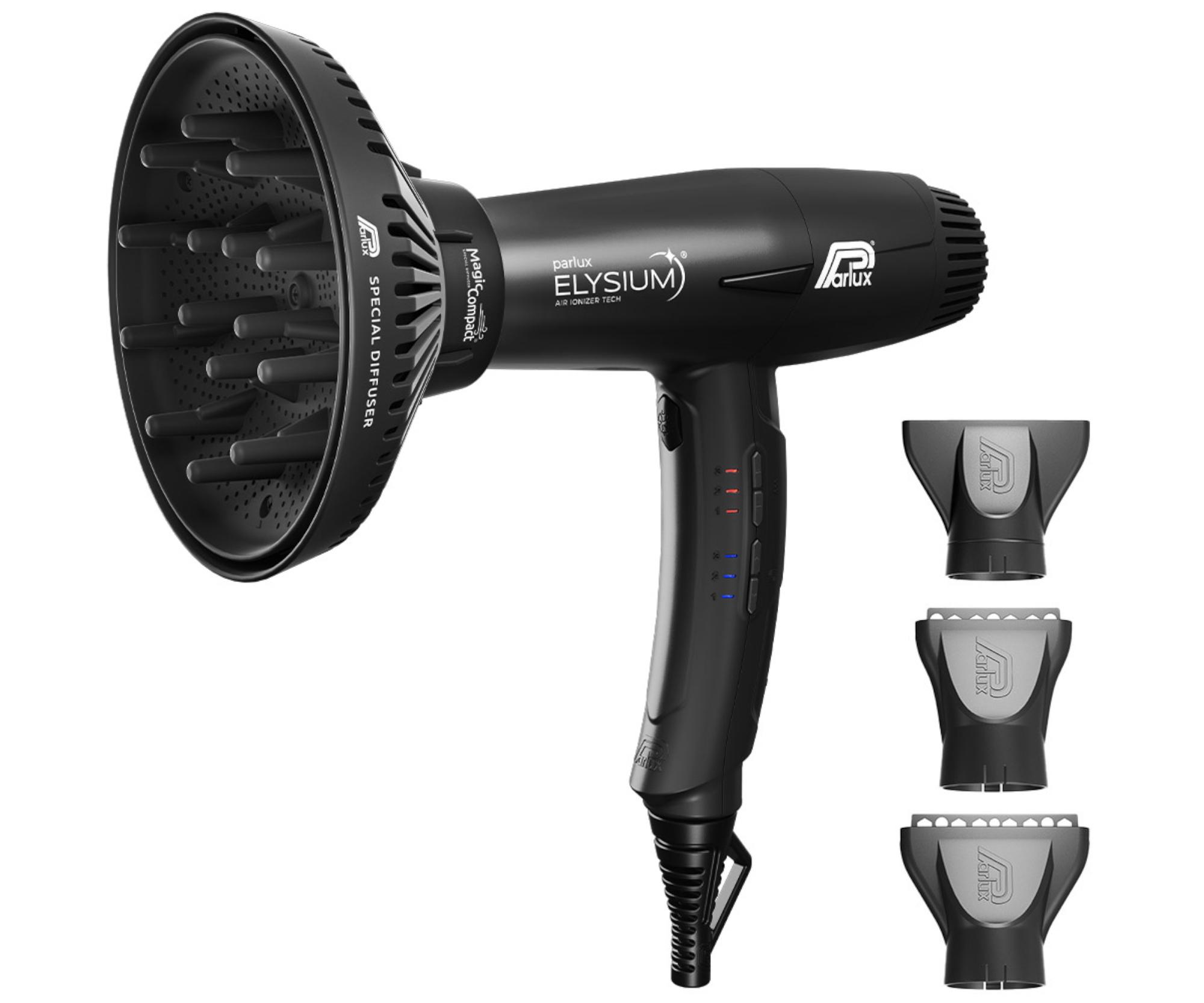 Profesjonalna suszarka do włosów z dyfuzorem Parlux Elysium Black - 2300 W - czarna z połyskiem + bezpłatny prezent