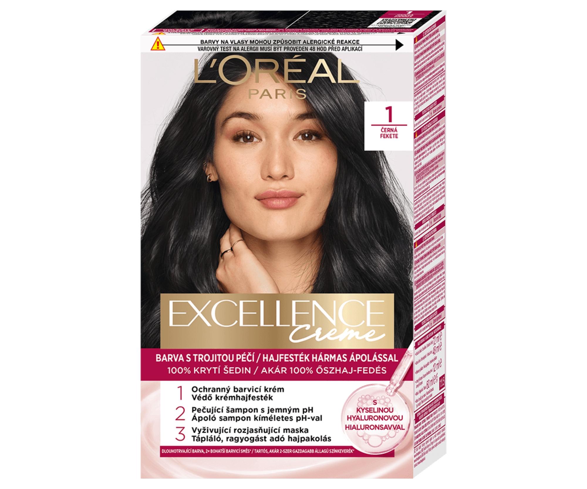 Farba do trwałej koloryzacji Loréal Excellence Creme - 1 czarny - L’Oréal Paris