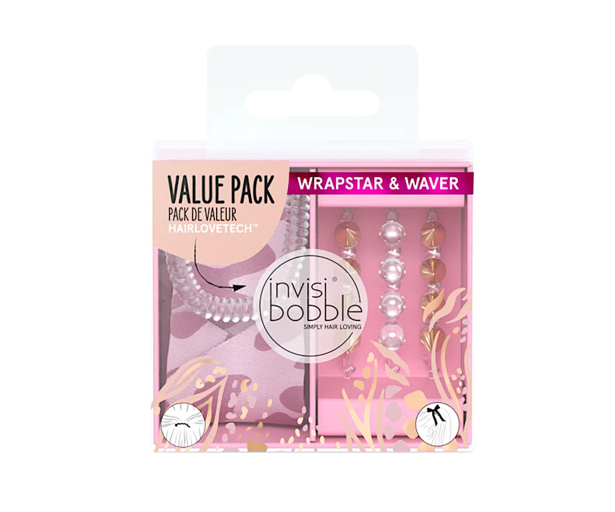 Zestaw gumka do włosów spiralka z kokardą i spinki Invisibobble Wrapstar and Waver Sauvage Beauty (IB-OR-USDO102) + bezpłatny prezent
