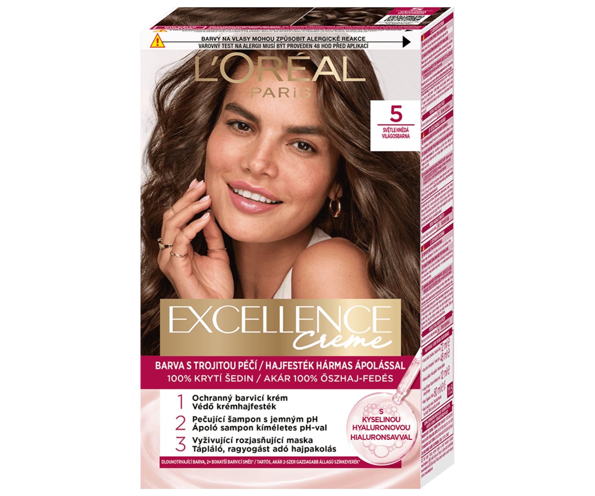 Farba do trwałej koloryzacji Loréal Excellence Creme - 5 jasny brąz - L’Oréal Paris
