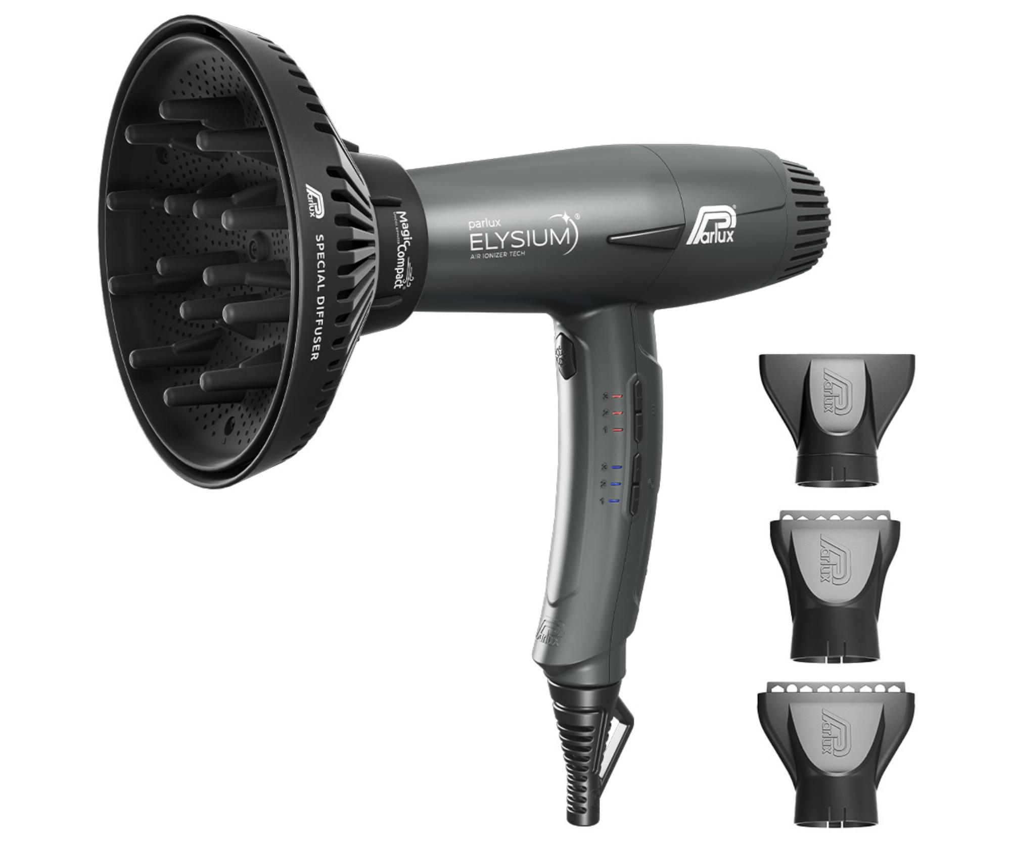 Profesjonalna suszarka do włosów z dyfuzorem Parlux Elysium Titanium Grey - 2300 W - szara metaliczna + bezpłatny prezent