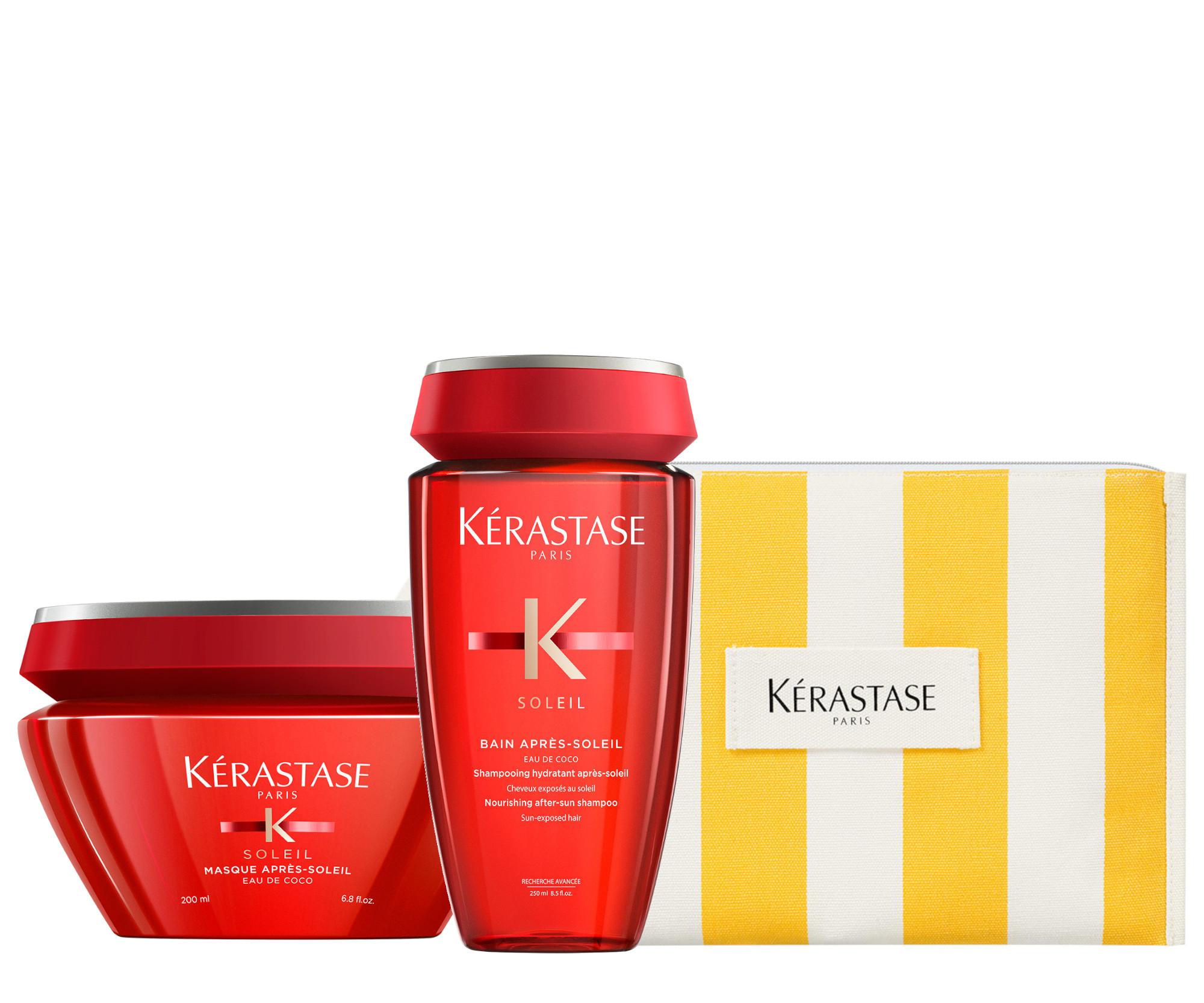 Zestaw do włosów narażonych na szkodliwe działanie słońca Kérastase Soleil + kosmetyczka gratis + bezpłatny prezent