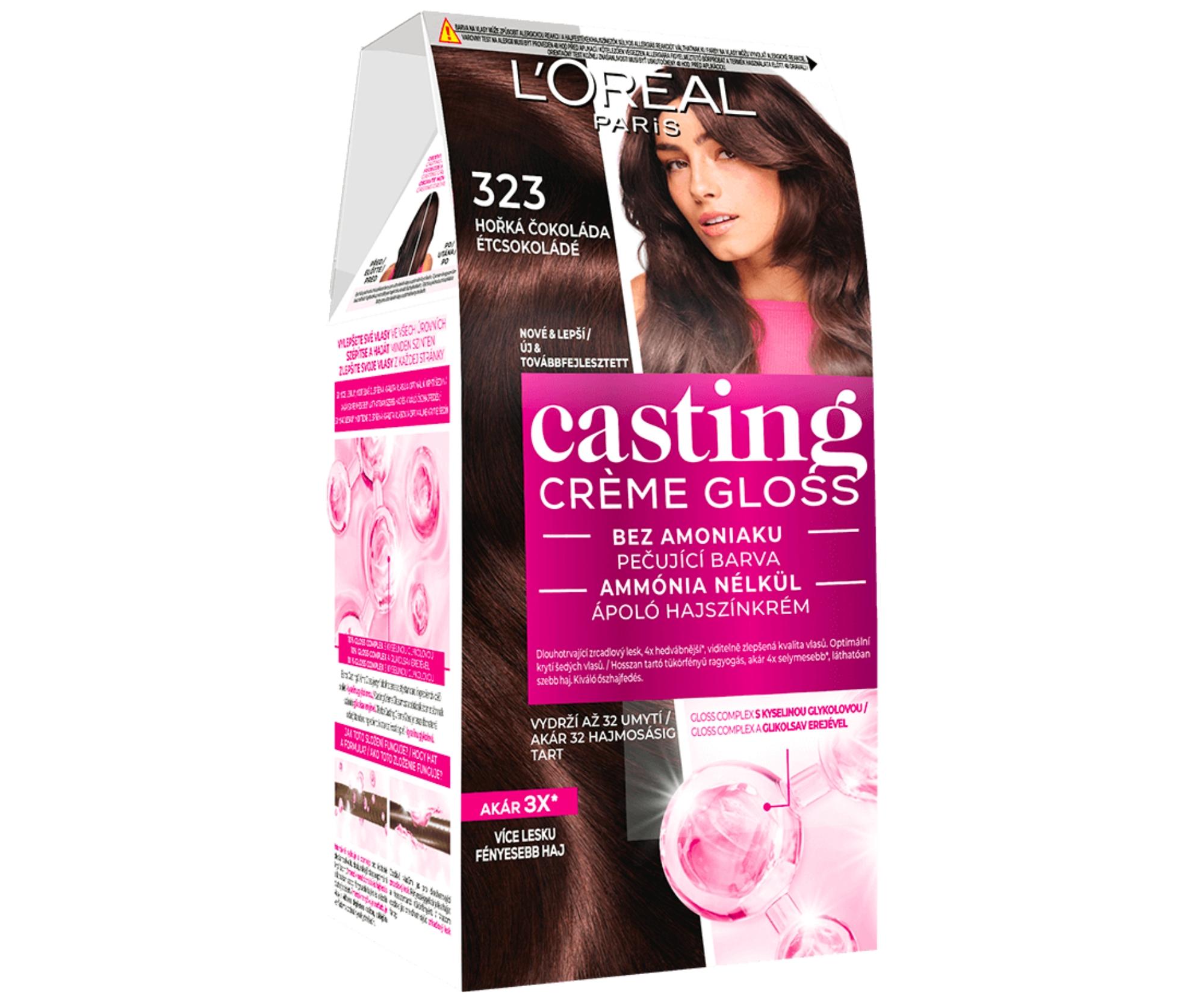 Farba do włosów bez amoniaku Loréal Casting Créme Gloss - 323 ciemna czekolada - L’Oréal Paris