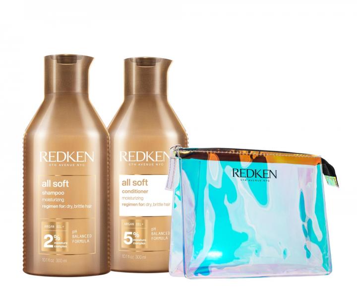Zestaw do piel�gnacji w�os�w suchych i �amliwych Redken All Soft - szampon + od�ywka + kosmetyczka gratis