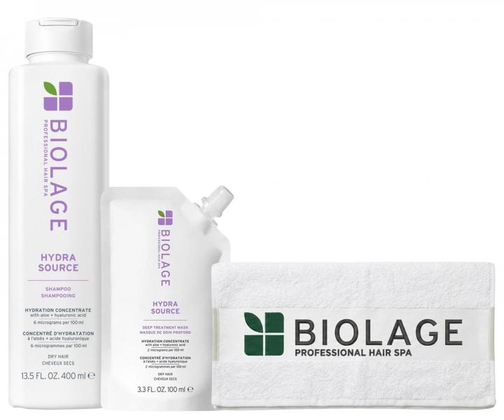 Zestaw szamponu i intensywnie nawil�aj�cej kuracji do w�os�w suchych Biolage Hydra Source + r�cznik bawe�niany gratis