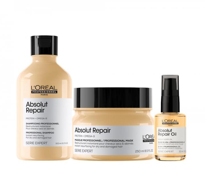 Zestaw do w�os�w zniszczonych Lor�al Professionnel Serie Expert Absolut Repair + olejek regeneruj�cy 30 ml gratis