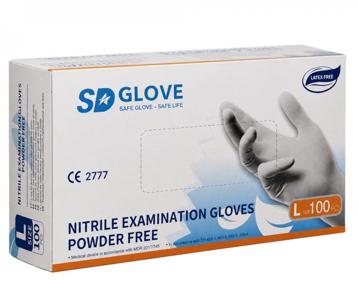 R�kawiczki nitrylowe SD Glove Nitrile Examination Gloves - 100 sztuk - bia�e - rozmiar L