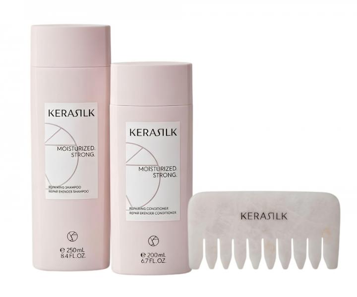 Zestaw do regeneracji suchych i zniszczonych w�os�w Kerasilk Repairing + grzebie� do masa�u Gua Sha gratis
