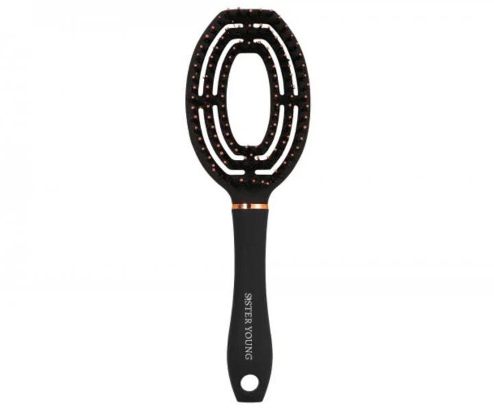 Szczotka do rozczesywania i suszenia w�os�w z w�osiem dzika i nylonowym Sister Young Coco Hair Brush - czarna