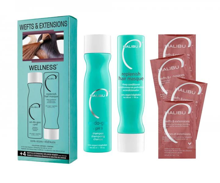 Zestaw do pielgnacji wosw przeduanych Malibu C Wefts & Extensions Wellness