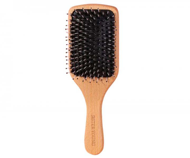 P�aska drewniana szczotka do w�os�w z w�osiem dzika i nylonowym Sister Young Vera Hair Brush - 24,3 x 8 cm