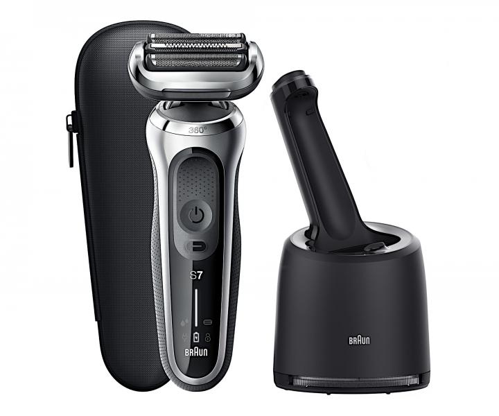 Golarka ze stacj� �aduj�co-czyszcz�c� Braun Series 7 71-7200cc - srebrna