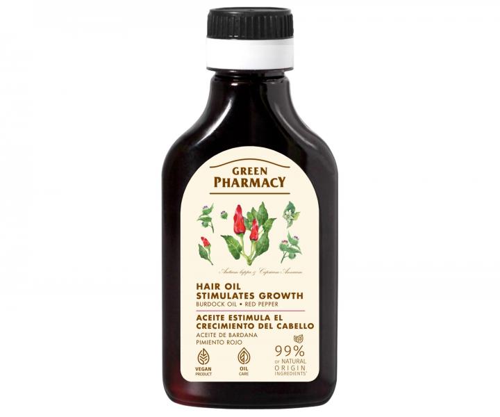 Olejek wspieraj�cy porost w�os�w z olejkiem �opianowym i czerwon� papryk� Green Pharmacy Stimulates Hair Growth Oil - 100 ml