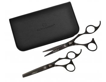 Zestaw no�yczek fryzjerskich 5,75" i dega��wek 6,35" Olivia Garden SilkCut Pro Matt Black