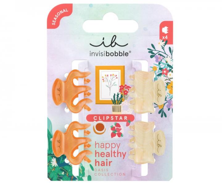 Klamry do wosw Invisibobble Clipstar Oasis Petit Citrus - 4 szt. pomaraczowe/beowe