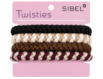 Zestaw kolorowych gumek do w�os�w Sibel Twisties - be�owe/br�zowe - 4 szt.
