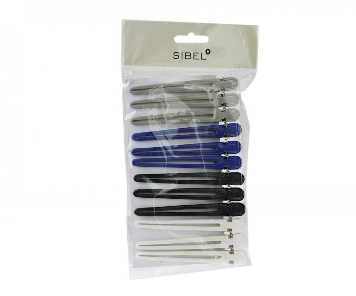 Klipsy do wosw Sibel plastikowo-aluminiowe - 10 cm - 12 szt.