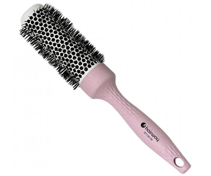 Okrga szczotka z materiau organicznego z nylonowym wosiem Hairway Organica - fioletowa - 33 mm