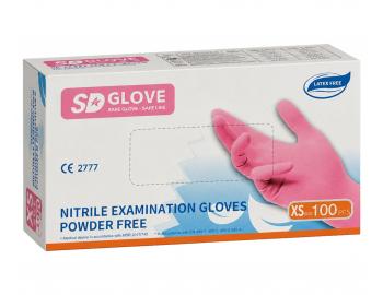 R�kawiczki nitrylowe SD Glove Nitrile Examination Gloves - 100 sztuk - r�owe - rozmiar XS