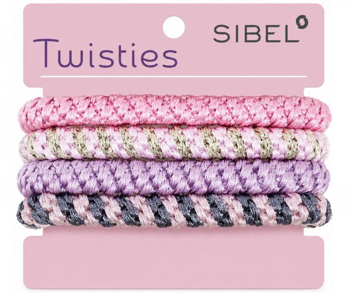 Zestaw kolorowych gumek do w�os�w Sibel Twisties - r�owe - 4 szt.