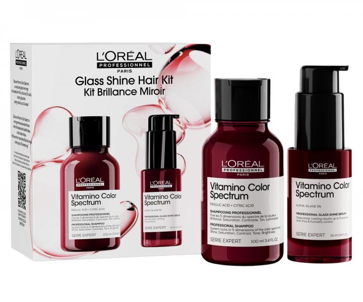 Zestaw podr�ny do piel�gnacji w�os�w farbowanych Lor�al Professionnel Serie Expert Vitamino Color Spectrum Glass Shine Hair Kit