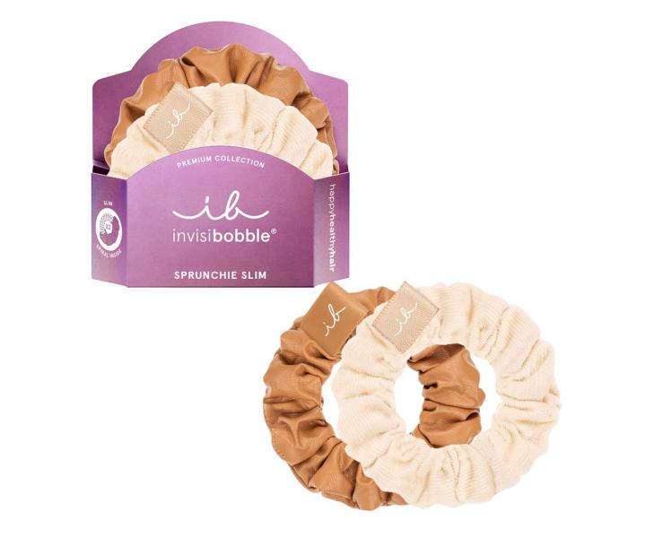 Ozdobne gumki spiralki do wosw Invisibobble Sprunchie Slim Premium Creme De Caramel - 2 szt.