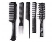 Zestaw profesjonalnych grzebieni ze szczotk Eurostil Professional - 5 szt - czarny
