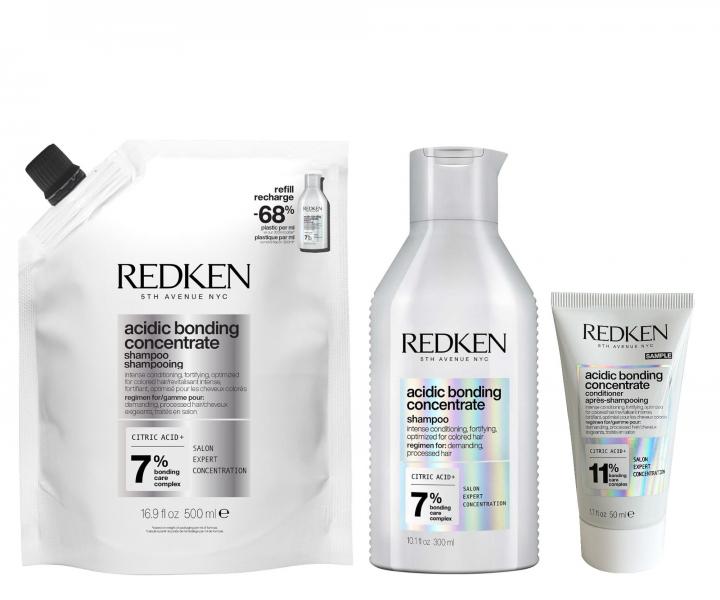 Szampon do wosw zniszczonych Redken Acidic Bonding Concentrate - 300 ml + zapas 500 ml + odywka 50 ml gratis