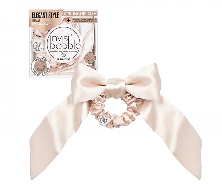 Ozdobna gumka do w�os�w spiralka z kokard� Invsibobble Scrunchie Slim Ballerina Bow - r�owa