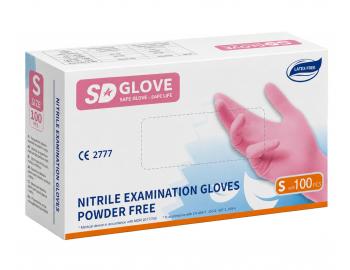 R�kawiczki nitrylowe SD Glove Nitrile Examination Gloves - 100 sztuk - r�owe - rozmiar S