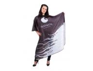 Peleryna fryzjerska do strzyenia Hairway - czarno-biaa + karbonowe klipsy do wosw Hairway - 10 cm - czarne - 6 sztuk gratis