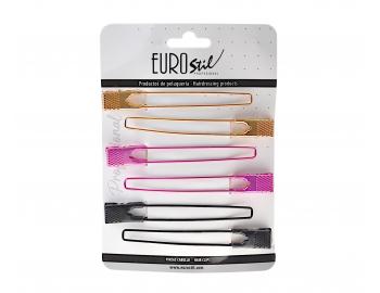 Metalowy klips do wosw Eurostil Professional - 11 cm - mix kolorw - 6 szt
