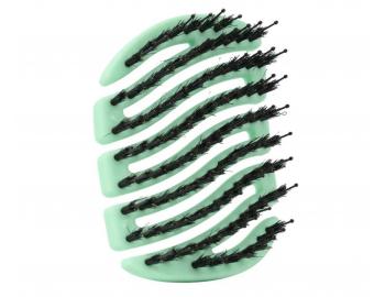 Szczotka do w�os�w z w�osiem dzika i nylonowym Sister Young Mila Pocket Hair Brush - jasnozielona