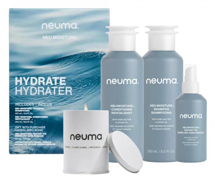 Zestaw upominkowy nawilajcy do wosw suchych i zniszczonych Neuma Neu Moisture Hydrate + wieczka i spray gratis
