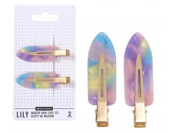 Spinki do w�os�w Sister Young Lily Makeup Hair Clips Set - 6 cm - 2 szt. - r�owo-fioletowe