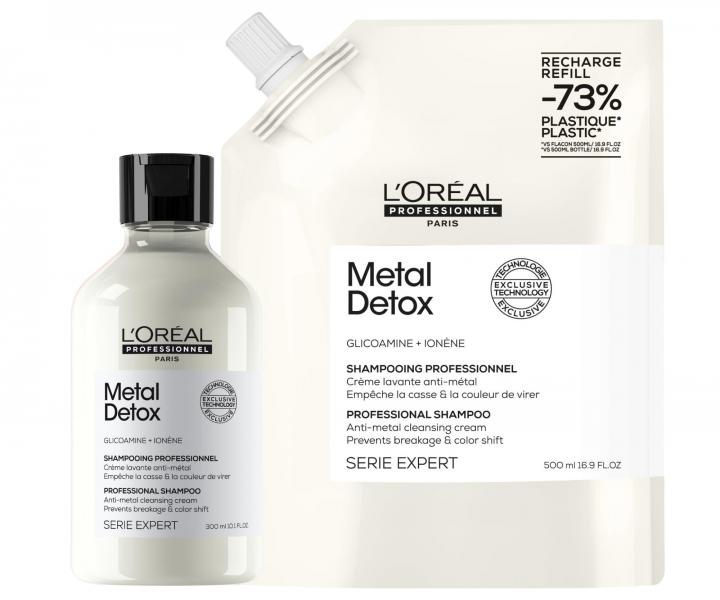 Szampon do w�os�w farbowanych i zniszczonych Lor�al Professionnel Serie Expert Metal Detox - 300 ml + zapas 500 ml