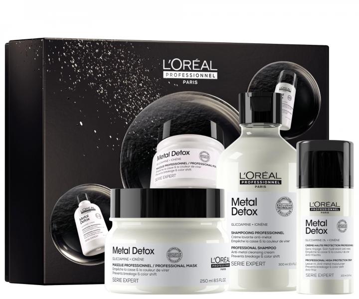 Zestaw upominkowy do w�os�w farbowanych i zniszczonych Lor�al Professionnel Serie Expert Metal Detox Trio